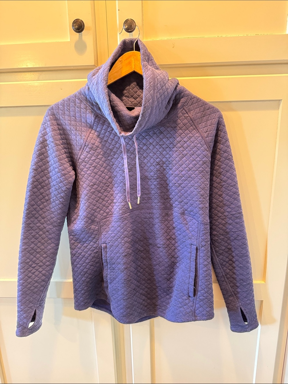 Quilted Navy Pullover Hoodie for Women